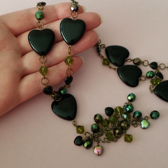 Black heart vintage tassel necklace! Glass beads - Picture 3 of 3